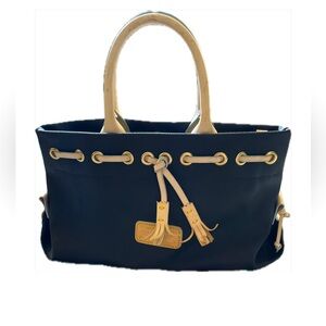 Dooney & Bourke, Authentic, Tassel Tote Bag Canvas & Leather Handbag